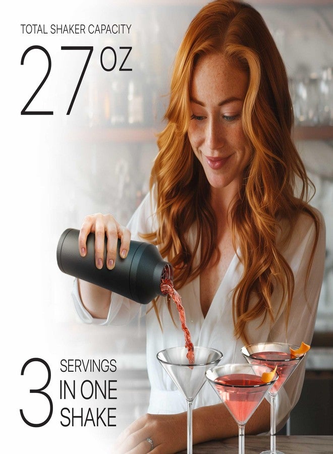 Bare Barrel Insulated Cocktail Shaker Set | Double Wall Stainless Steel | Martini Shaker for Home Bar Bartending | Built-in Drink Measurement System & Strainer, Travel Bag, 35 Recipes | Gift Set (Matt Black) - Image 3